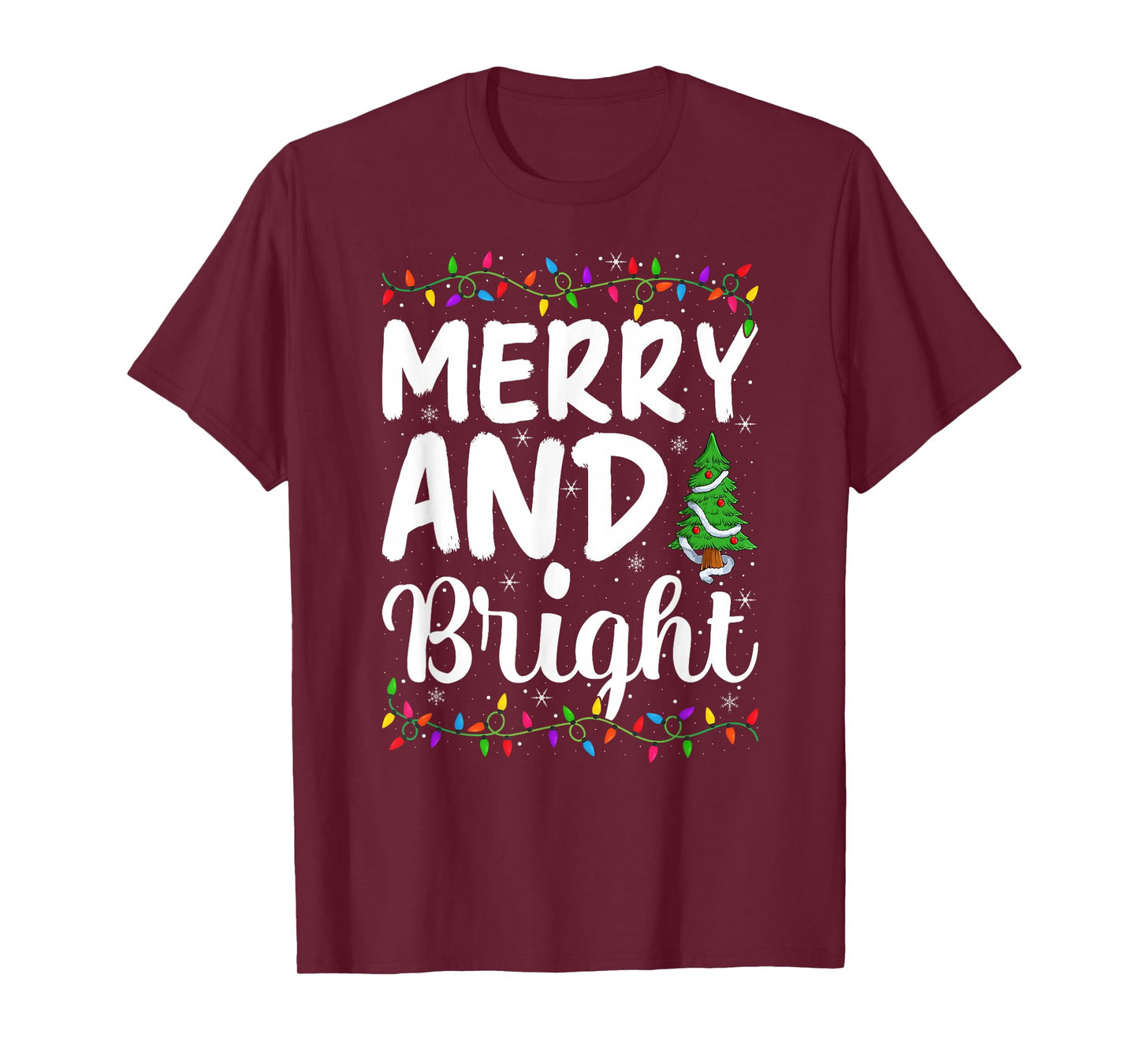 Merry and Bright Xmas Lights Decor Holiday Christmas Pajamas T-Shirt