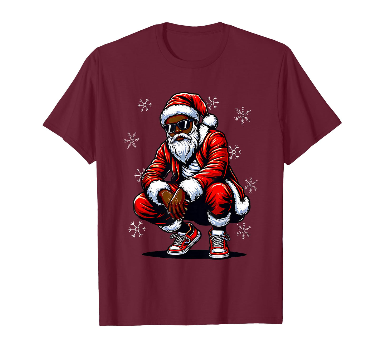 African American Christmas Pajama Xmas Afro Santa Claus PJ T-Shirt
