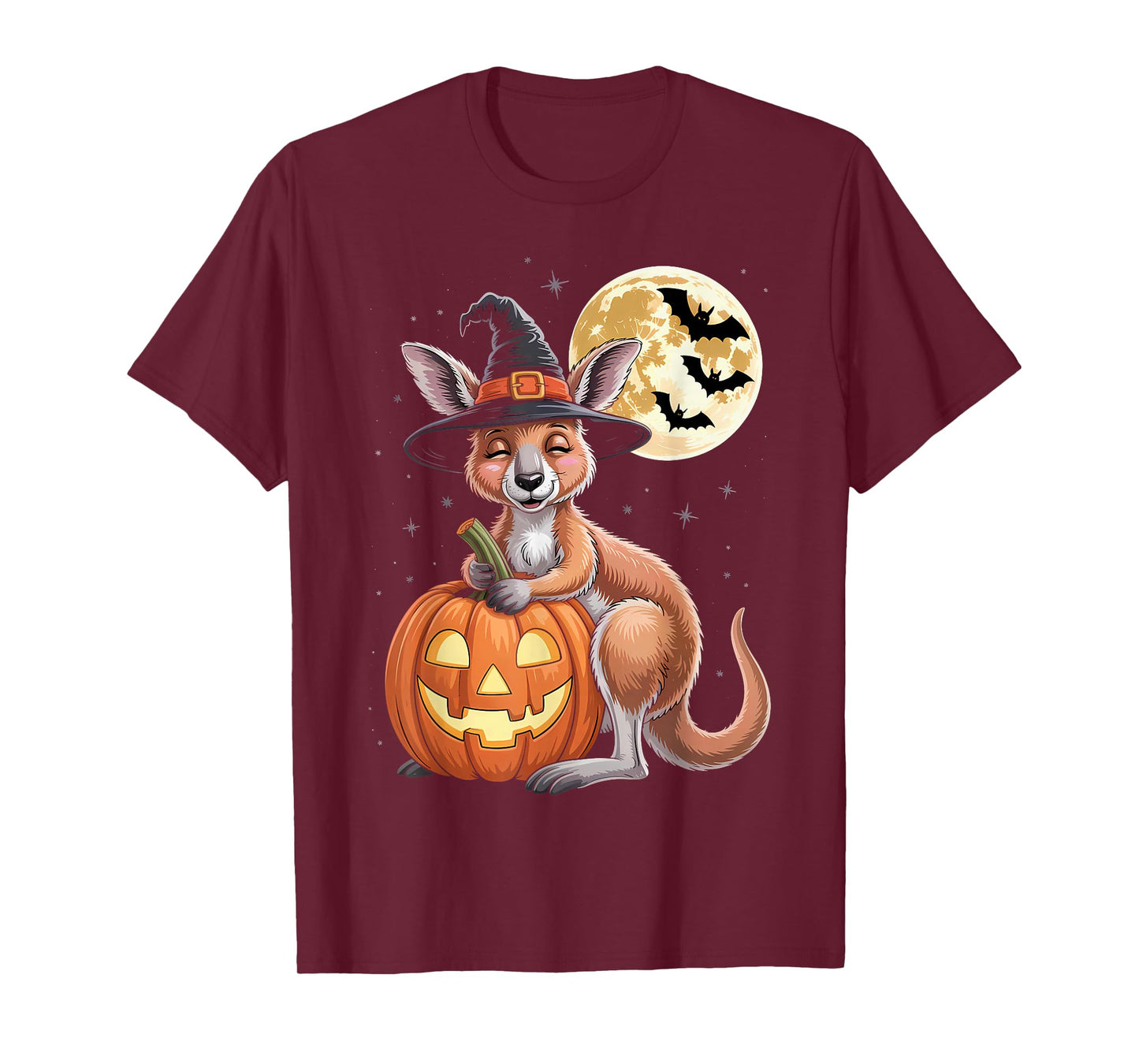 Halloween Kangaroo Witch Hat Pumpkin Spooky T-Shirt
