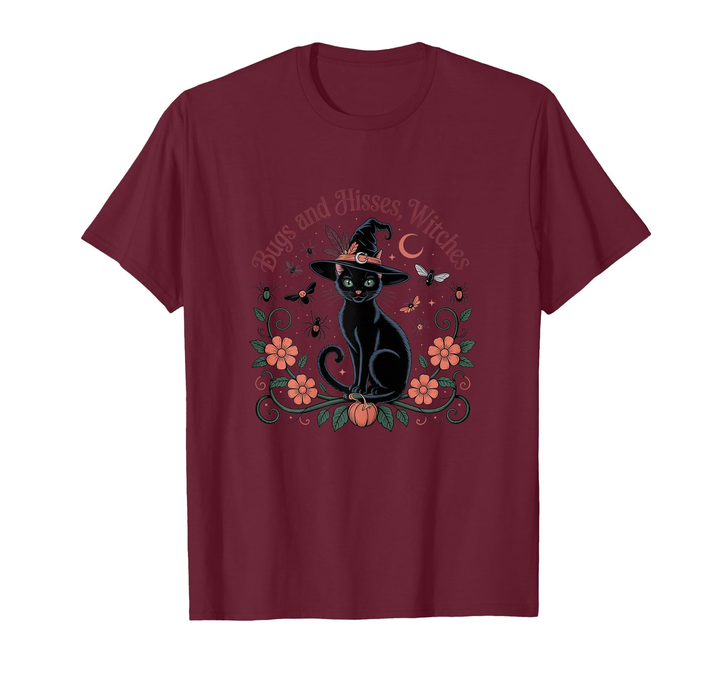 Bugs and Hisses Witches Cat Botanical Halloween Gothic Shirt T-Shirt