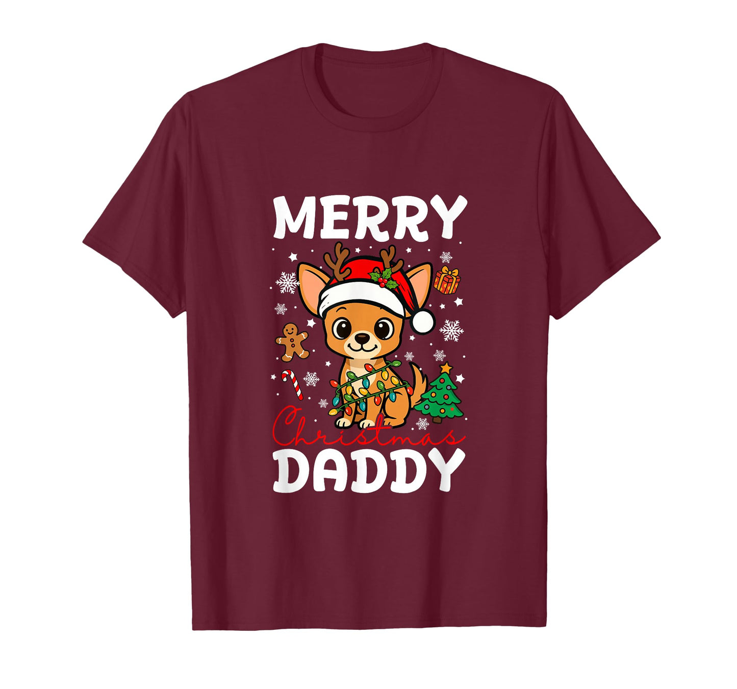 Merry Christmas Daddy Santa Chihuahua Funny Owner Lover T-Shirt