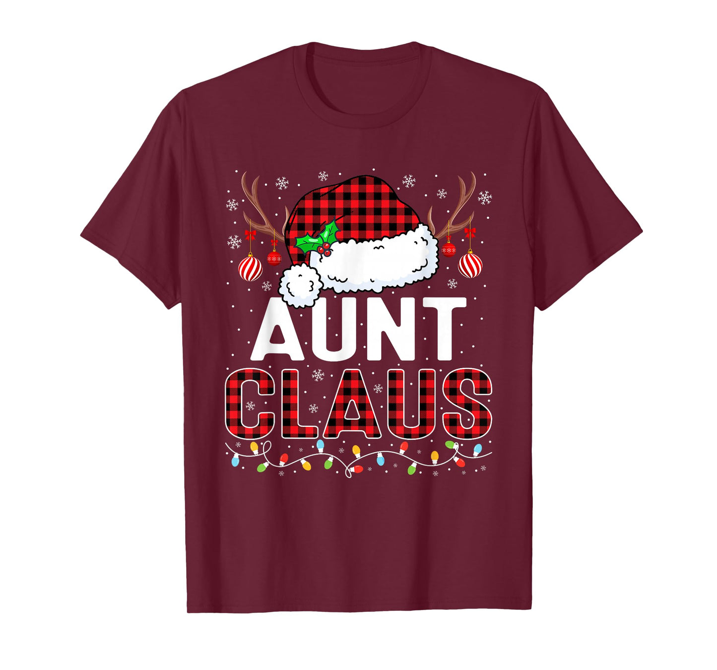 Christmas Lights Aunt Claus Family Matching Xmas Pajama T-Shirt