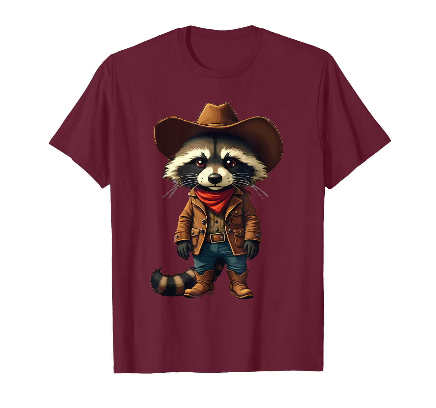 Western Cowboy Raccoon Cool Funny Graphic Country Cowboy T-Shirt
