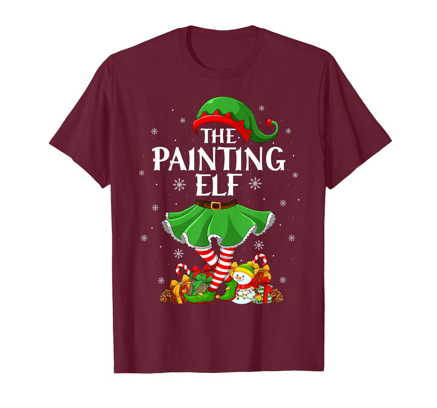 Painting Elf Christmas Family Elf Squad Xmas Girls Women T-Shirt