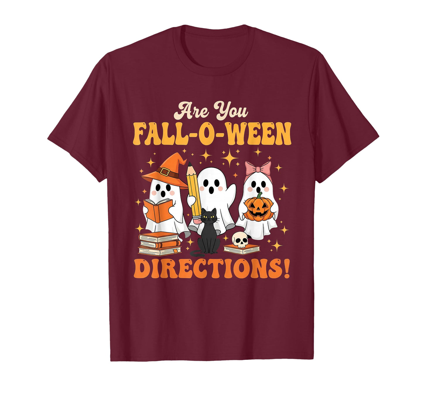 are You Fall O Ween Directions Funny Teacher Ghost T-Shirt