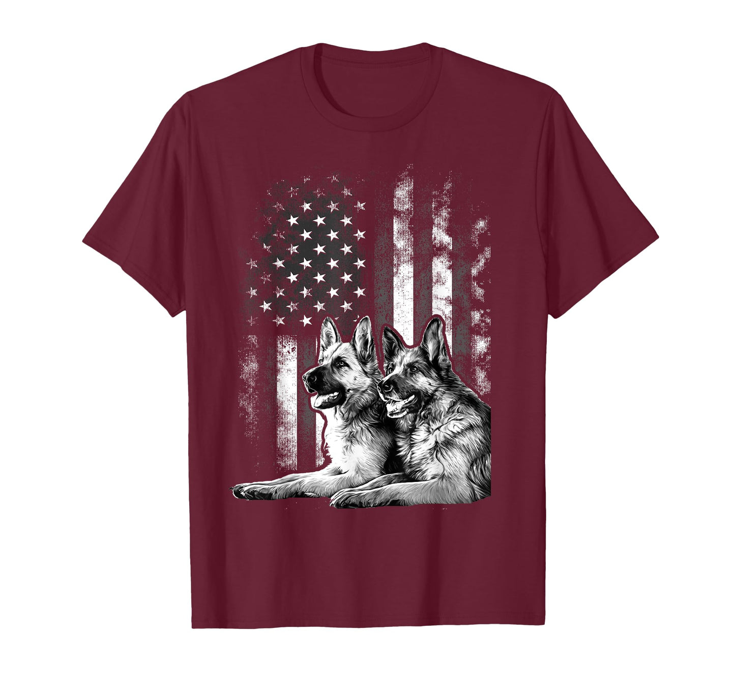 Vintage Patriotic German Shepherd American Flag 4th Of July T-Shirt
