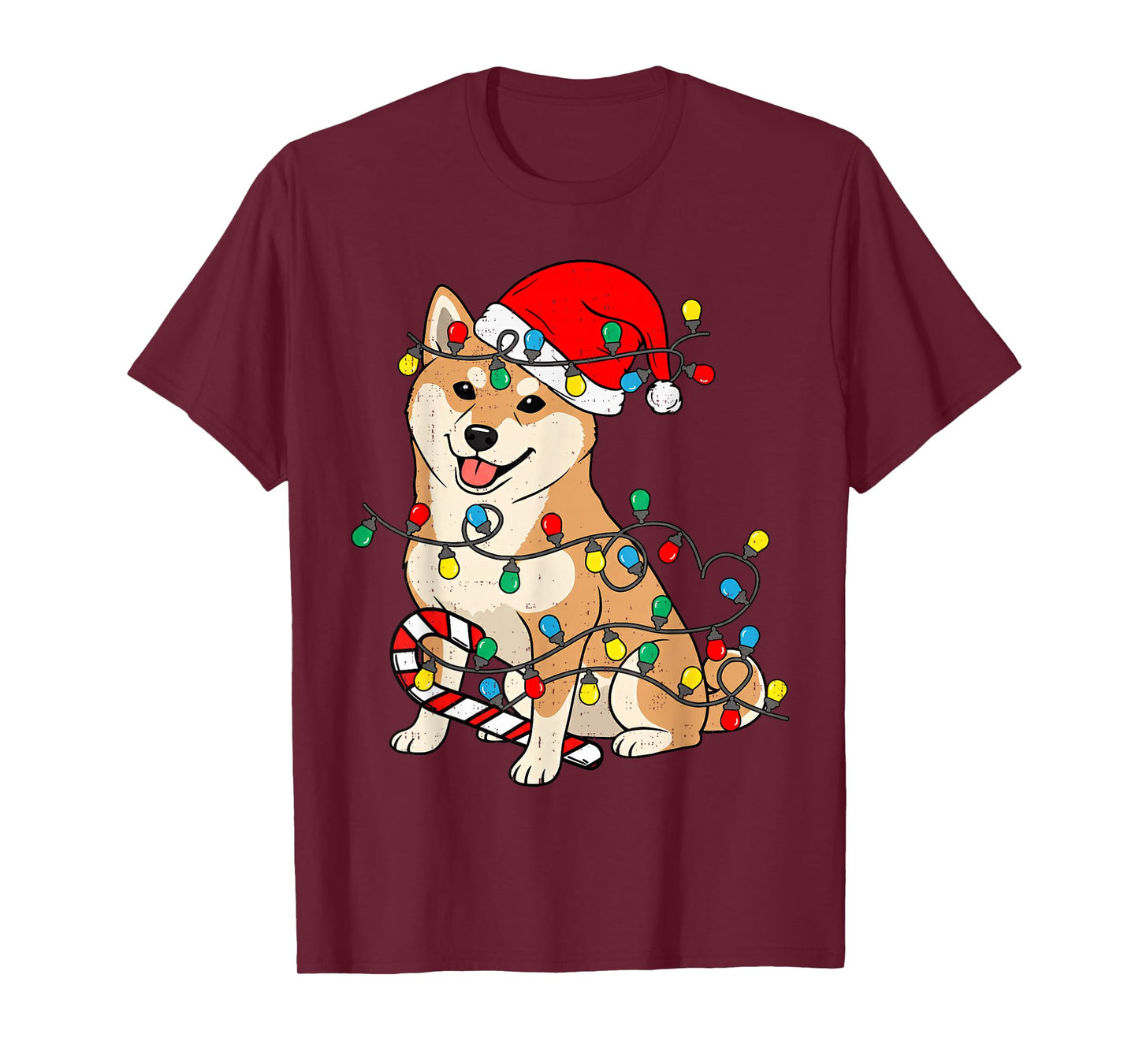 Shiba Inu Dog Christmas Lights Santa Xmas Pet Dog Lover T-Shirt