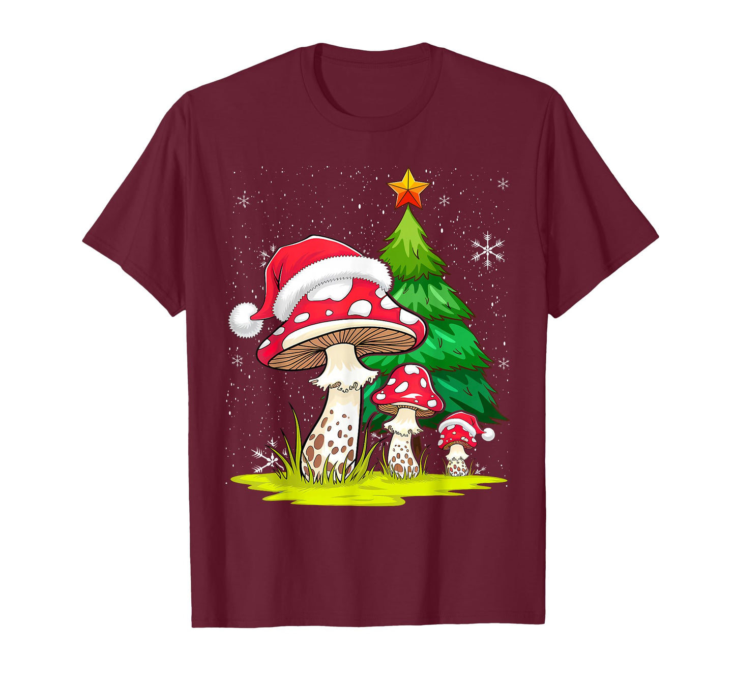 Santa Hat Mushroom Christmas T-Shirt