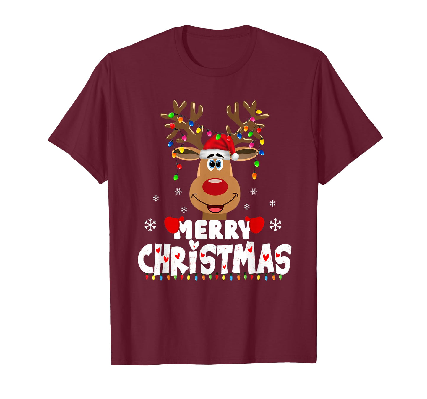 Funny Merry Christmas Reindeer Xmas 2025 Family Men Women T-Shirt