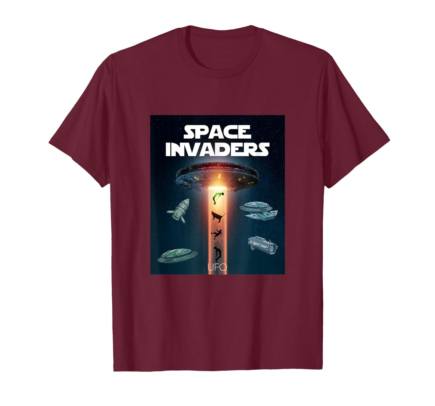 Space Invaders With UFO Aliens Spacecrafts Graphic Designs T-Shirt