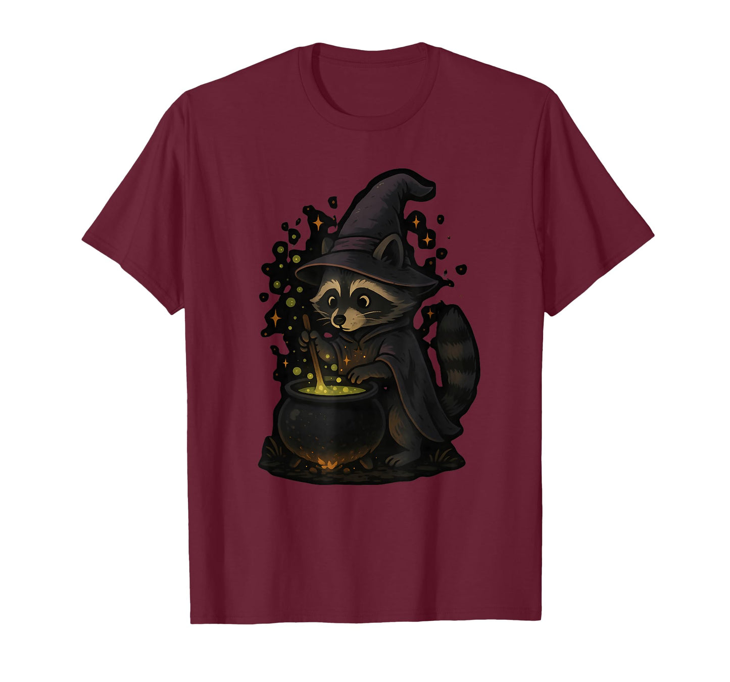 Witch Raccoon Stirring Cauldron T-Shirt