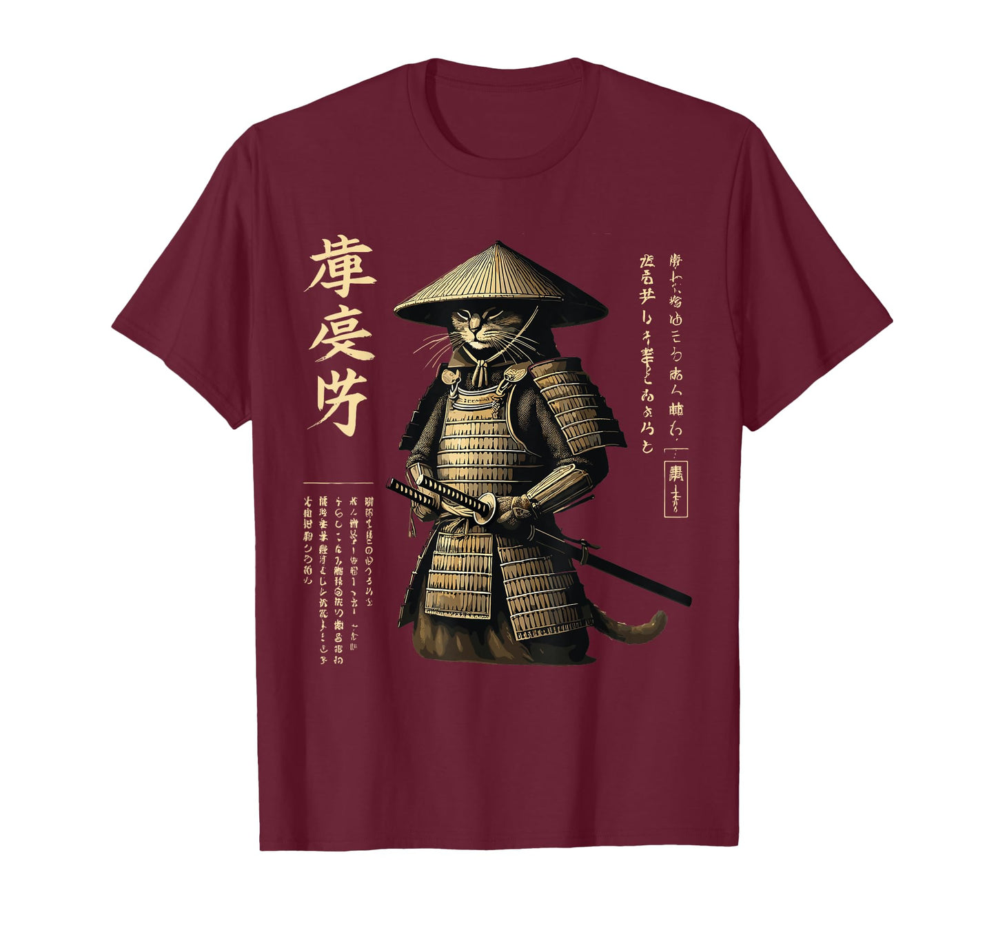 Samurai Cat Graphic Tee Warrior Vintage Japanese Art Anime Men Women Girls Kids T-Shirt