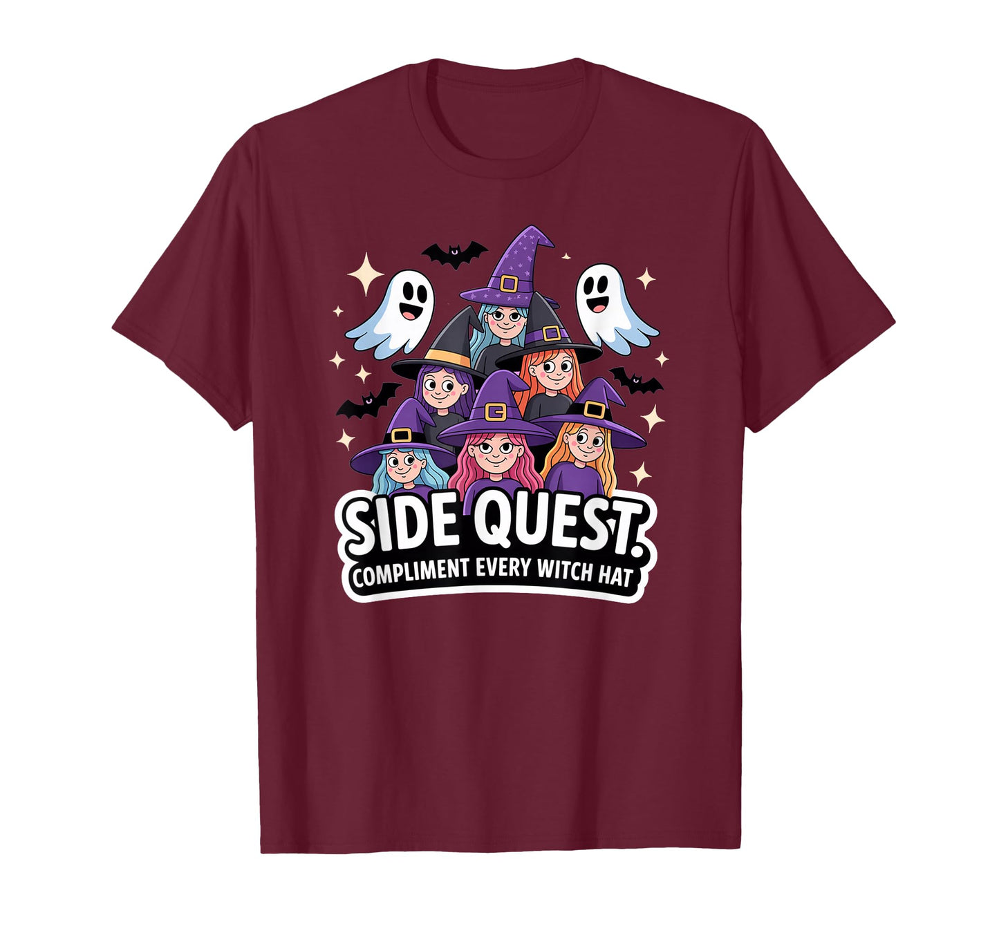 Side Quest: Compliment Witch hat, Funny Side Quest Halloween T-Shirt