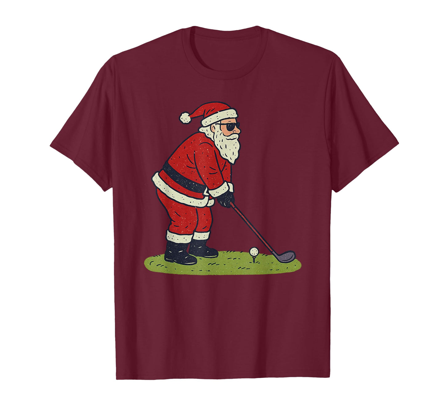 Santa Playing Golf Christmas Vintage Funny Xmas T-Shirt