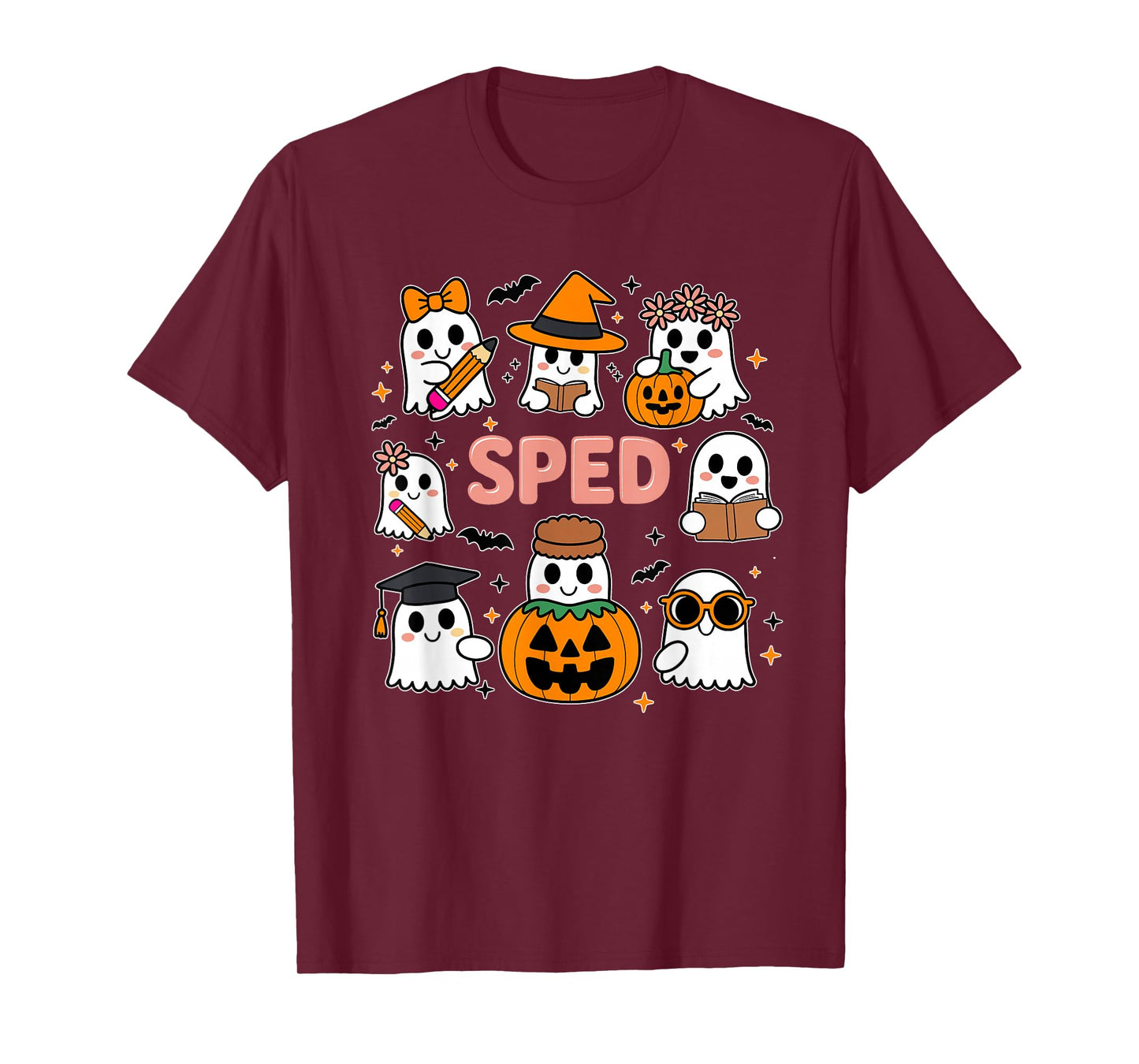 SPED Ghost Squad Reading Pencil Pumpkin Witch Halloween T-Shirt