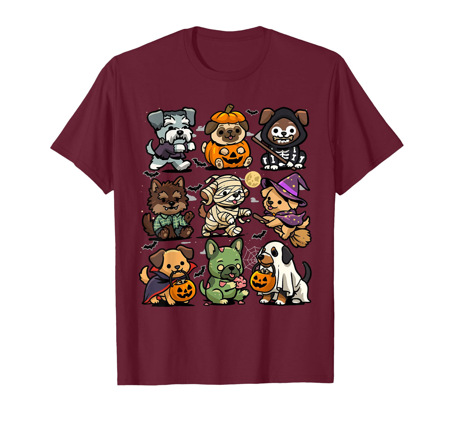 Spooky Dogs Halloween Creepy Puppies Ghost Vampire Zombie T-Shirt
