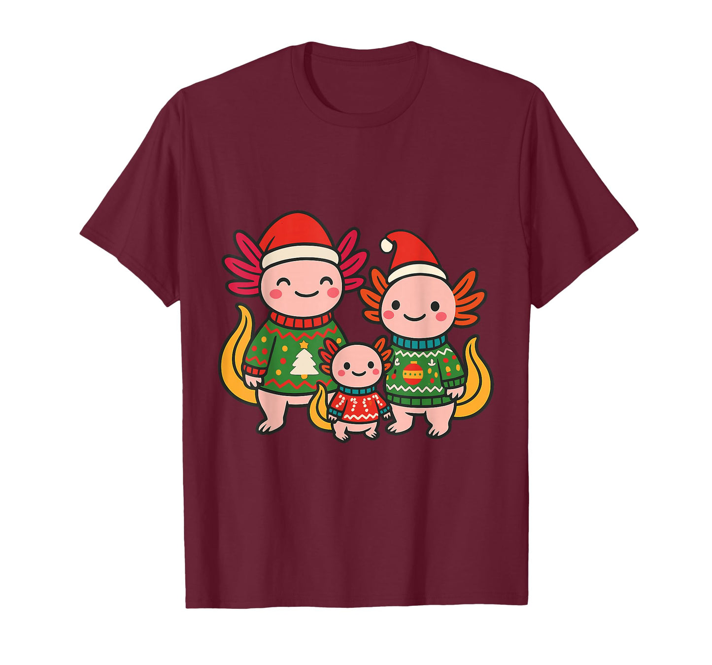 Cute Christmas Axolotl Family Holiday T-Shirt
