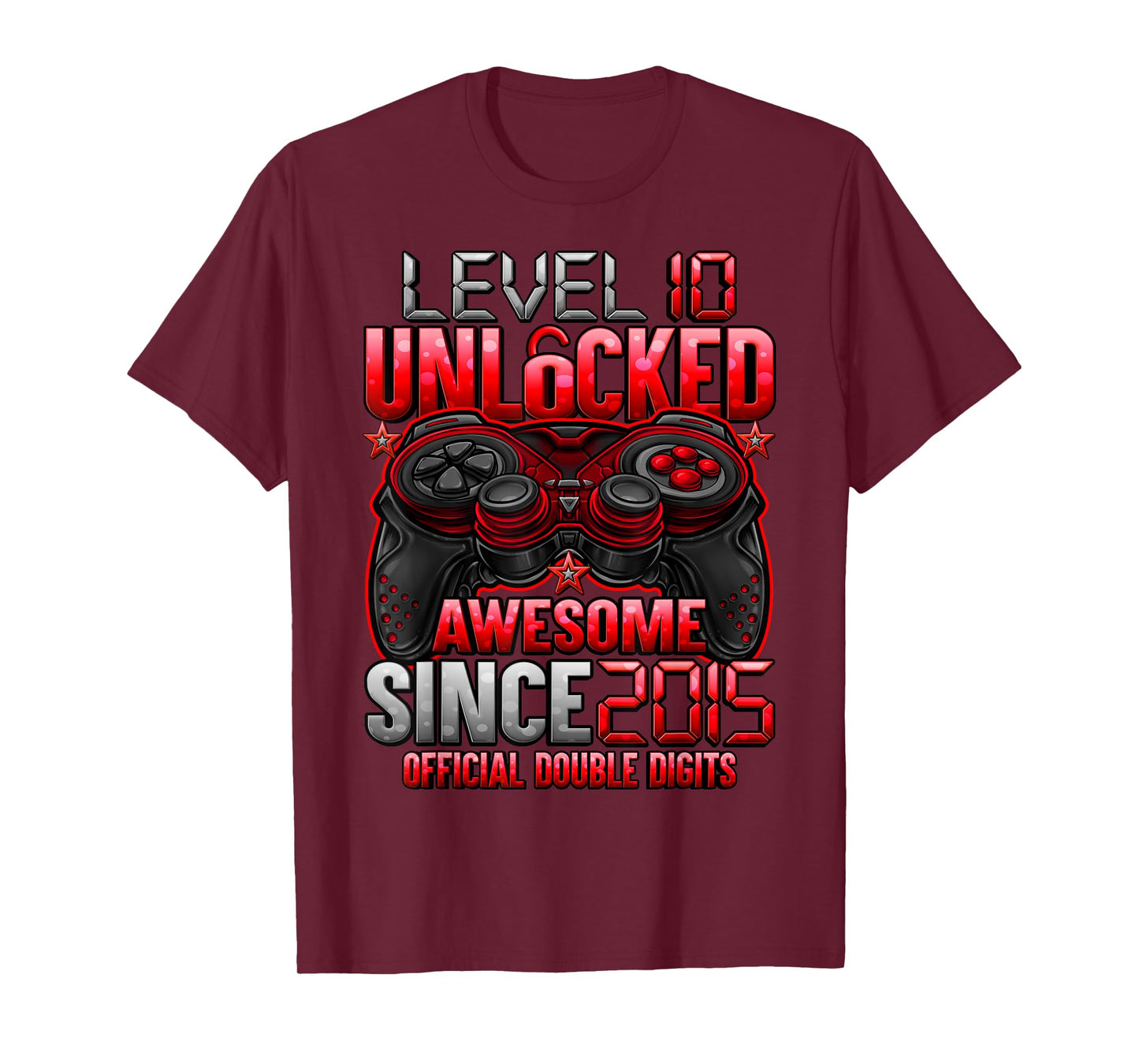 Official Double Digits Level 10 Unlocked 10th Birthday Boy T-Shirt