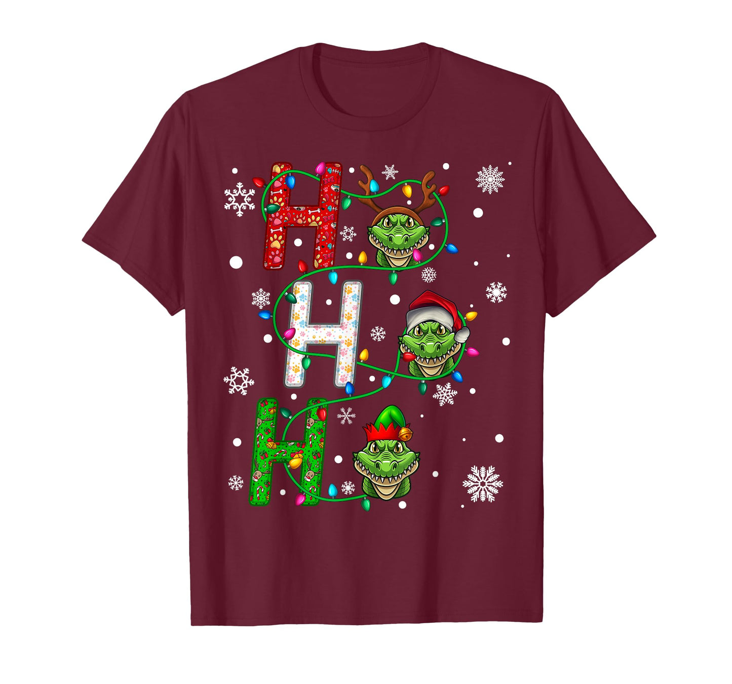 Matching Christmas Santa Hat Ho Ho Ho Alligator Animal Xmas T-Shirt