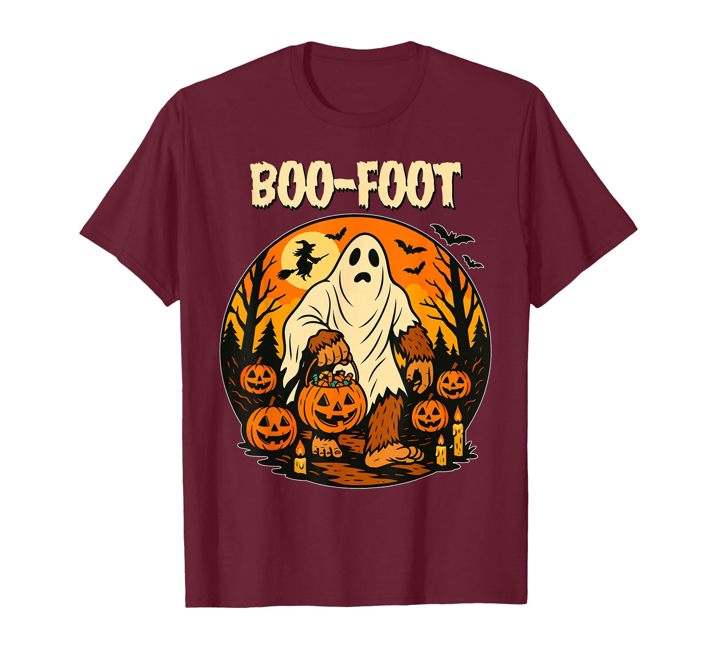 Boo Foot Halloween Funny Jack O Lantern Bigfoot Halloween T-Shirt