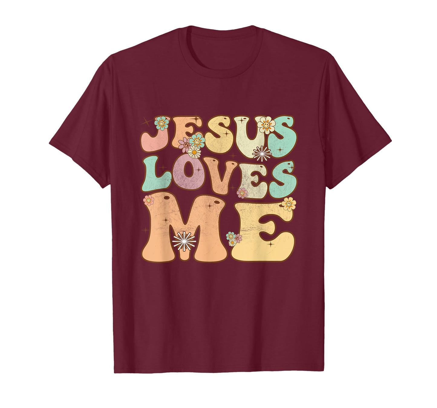Groovy Jesus Loves Me Vintage Retro Christian Mens Womens T-Shirt