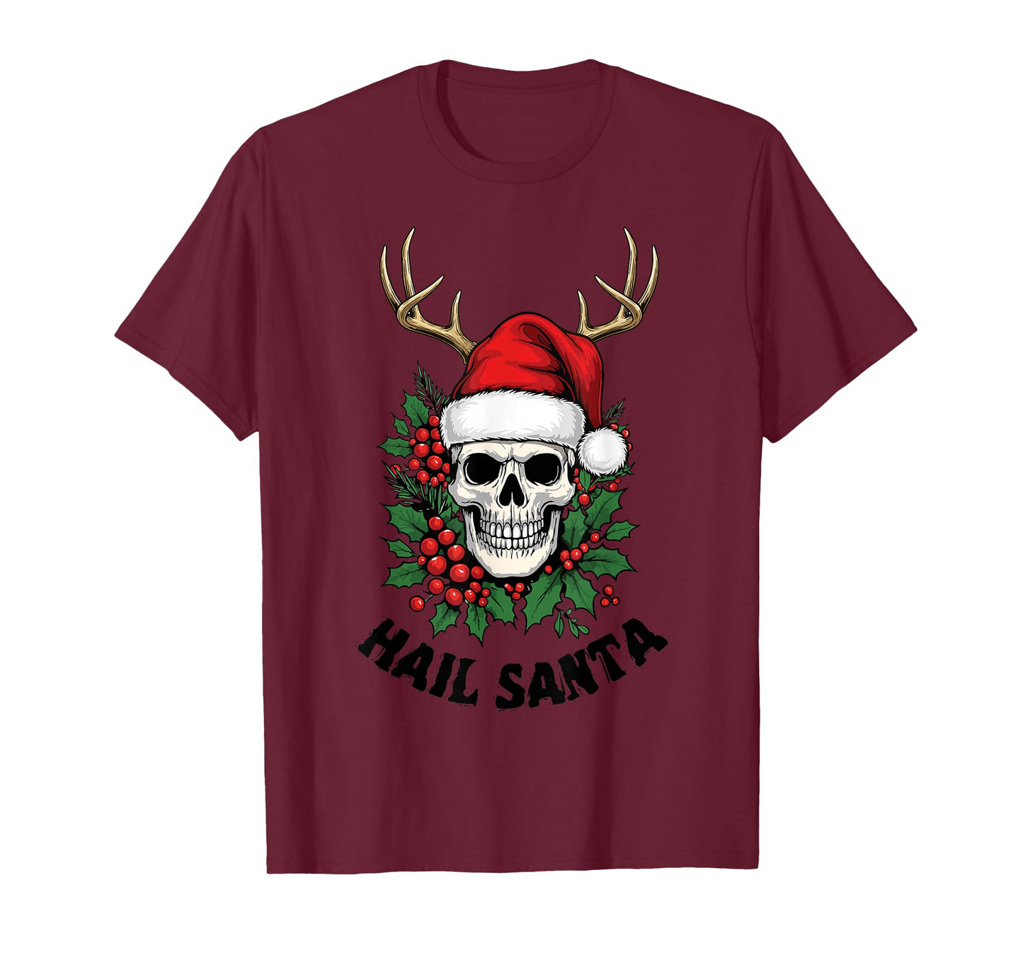 Hail Santa Pagan Happy Solstice Spooky Christmas Skeleton T-Shirt