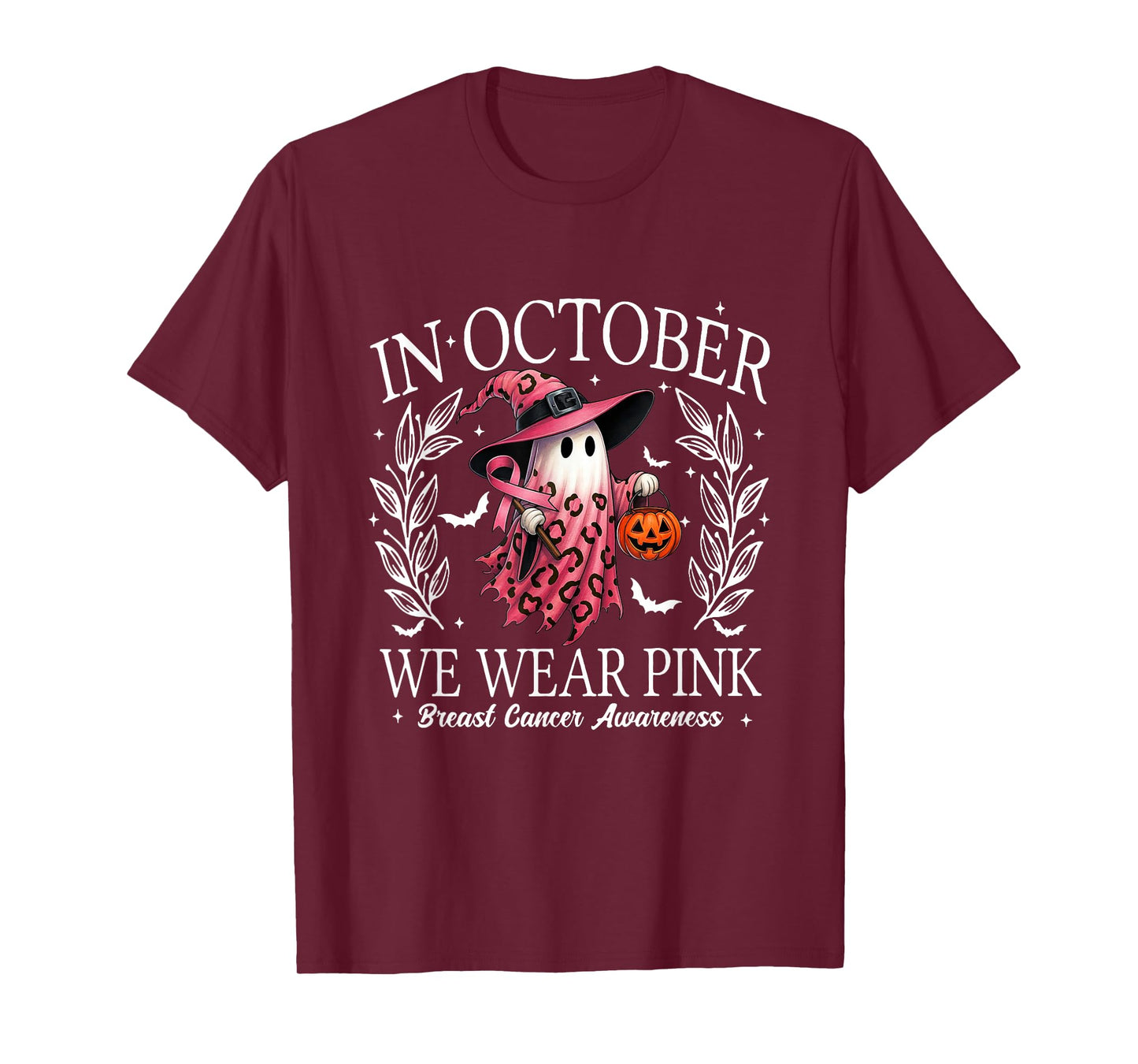 in October We Wear Pink Shirt, Breast Cancer Ghost Tee T-Shirt