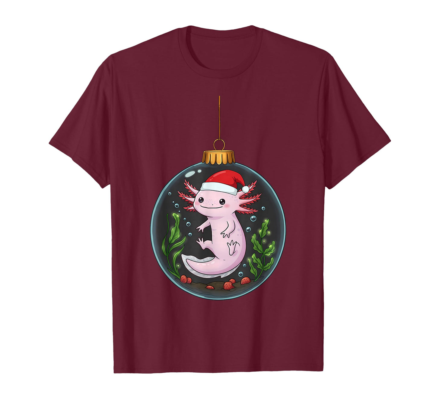 Merry Axolotl Christmas Bauble: Adorable Holiday Cheer T-Shirt