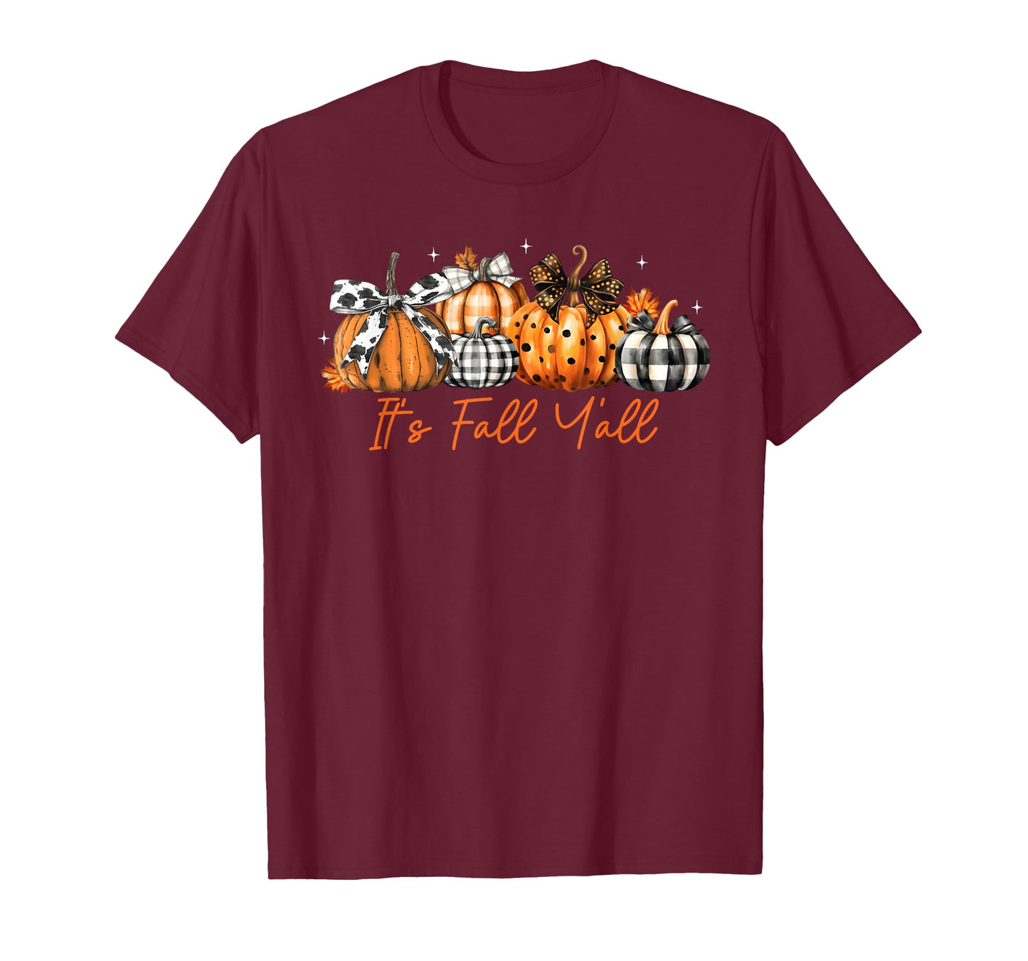 It's Fall Y'all Leopard Pumpkins Plaid Pumpkin Autumn Season T-Shirt