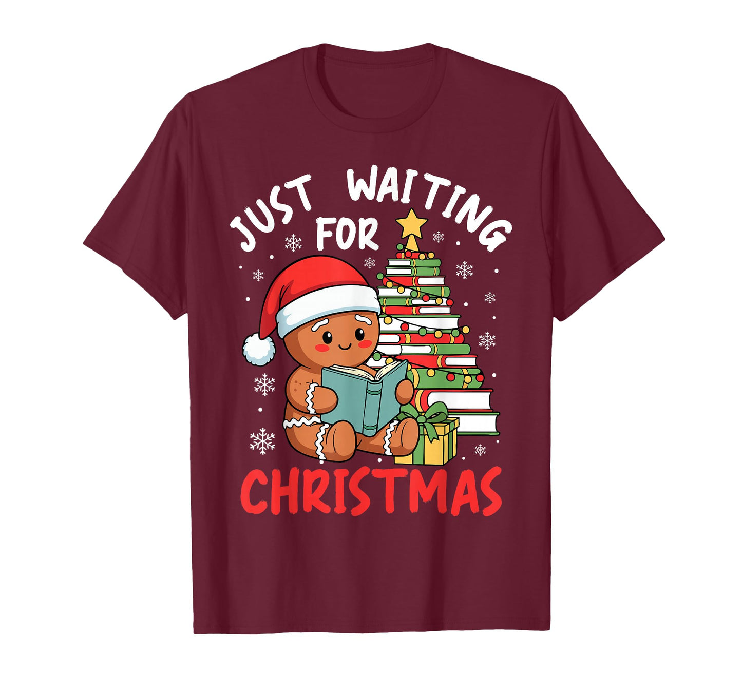 Just Waiting for Christmas Gingerbread Book Reading T-Shirt