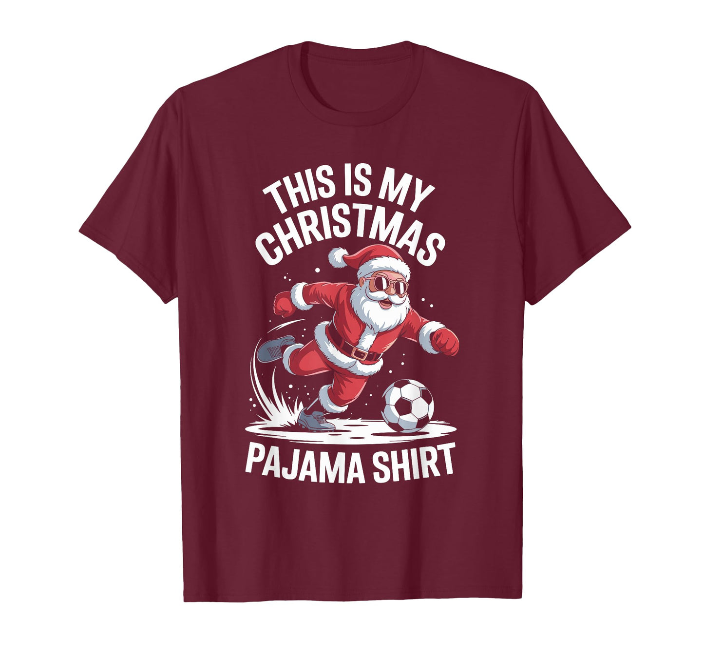 Funny Santa Claus Soccer Player Christmas for Kids Men T-Shirt