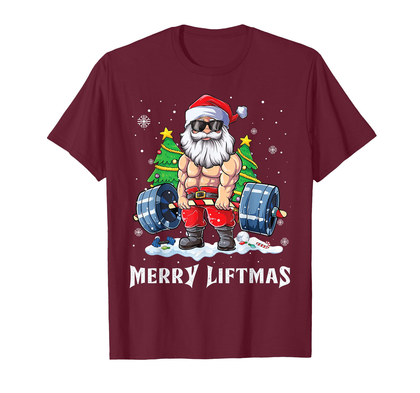 Merry Liftmas Funny Santa Claus Gym Fitness Weightlifting T-Shirt
