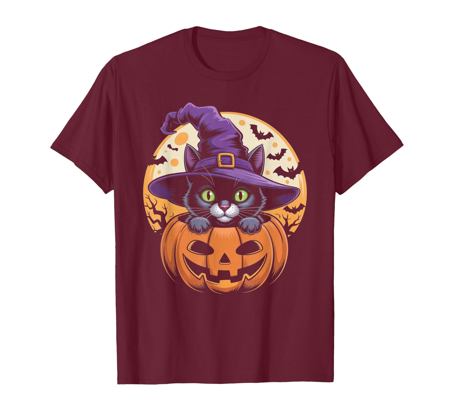 Cat Halloween Pumpkin Black Cat Scarry Spooky Gifts Kids T-Shirt