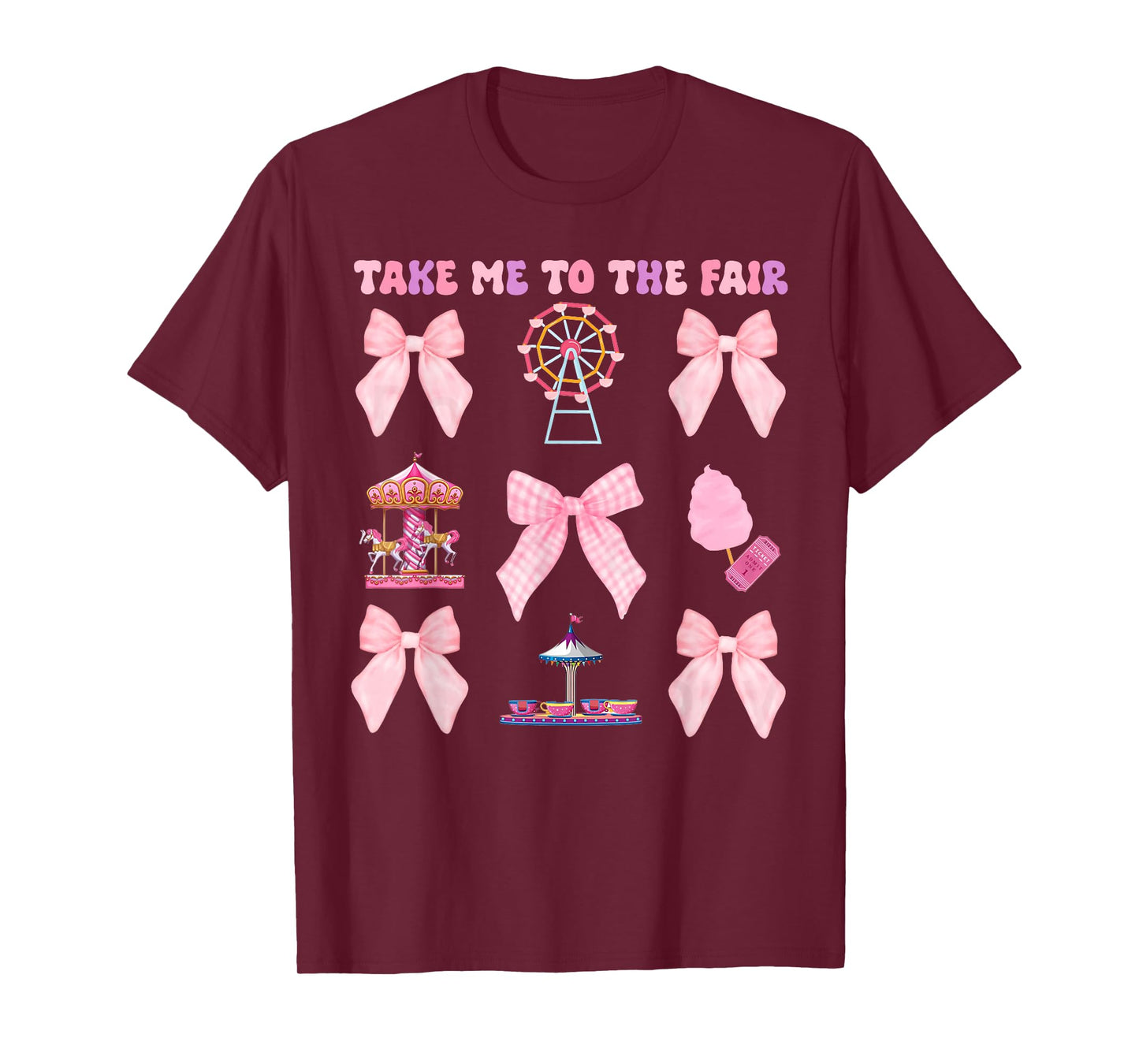 Take Me To The Fair Ferris Wheel Pink Bow T-Shirt