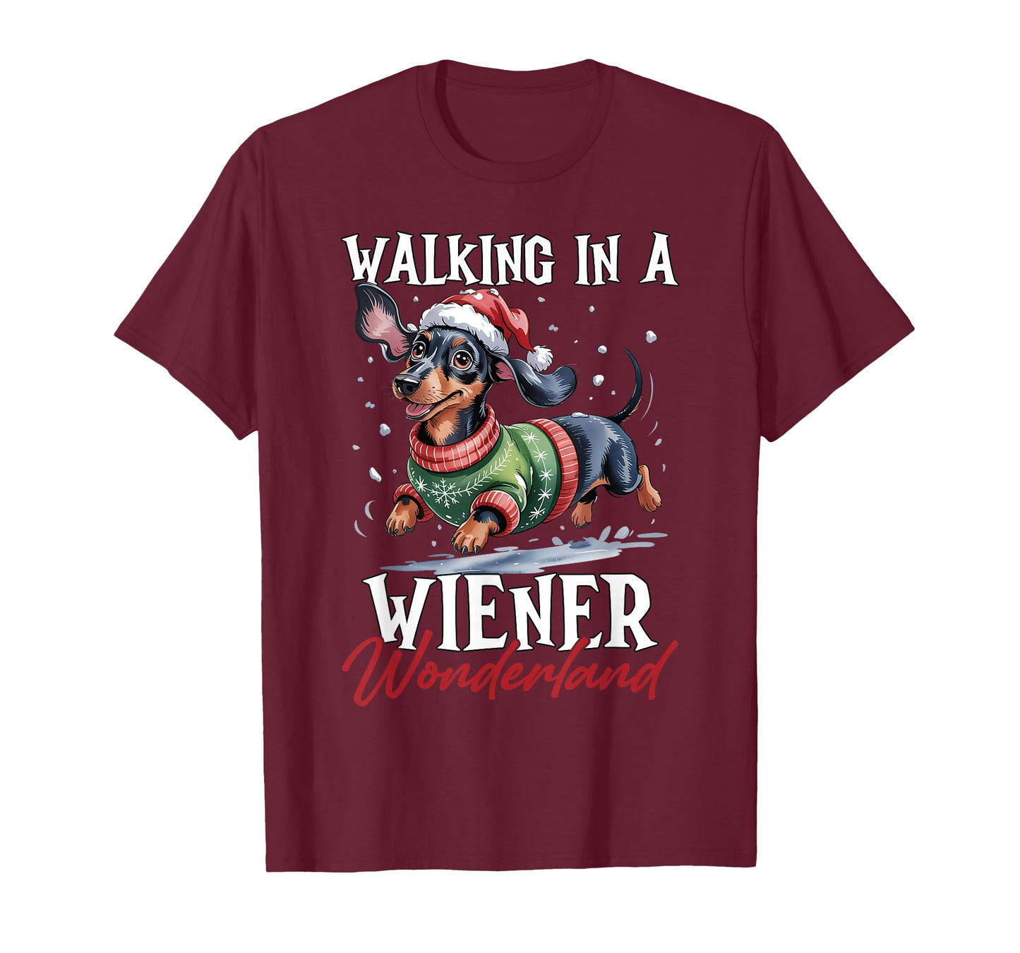 Funny Walking in A Wiener Wonderland Dachshund Lover Women T-Shirt