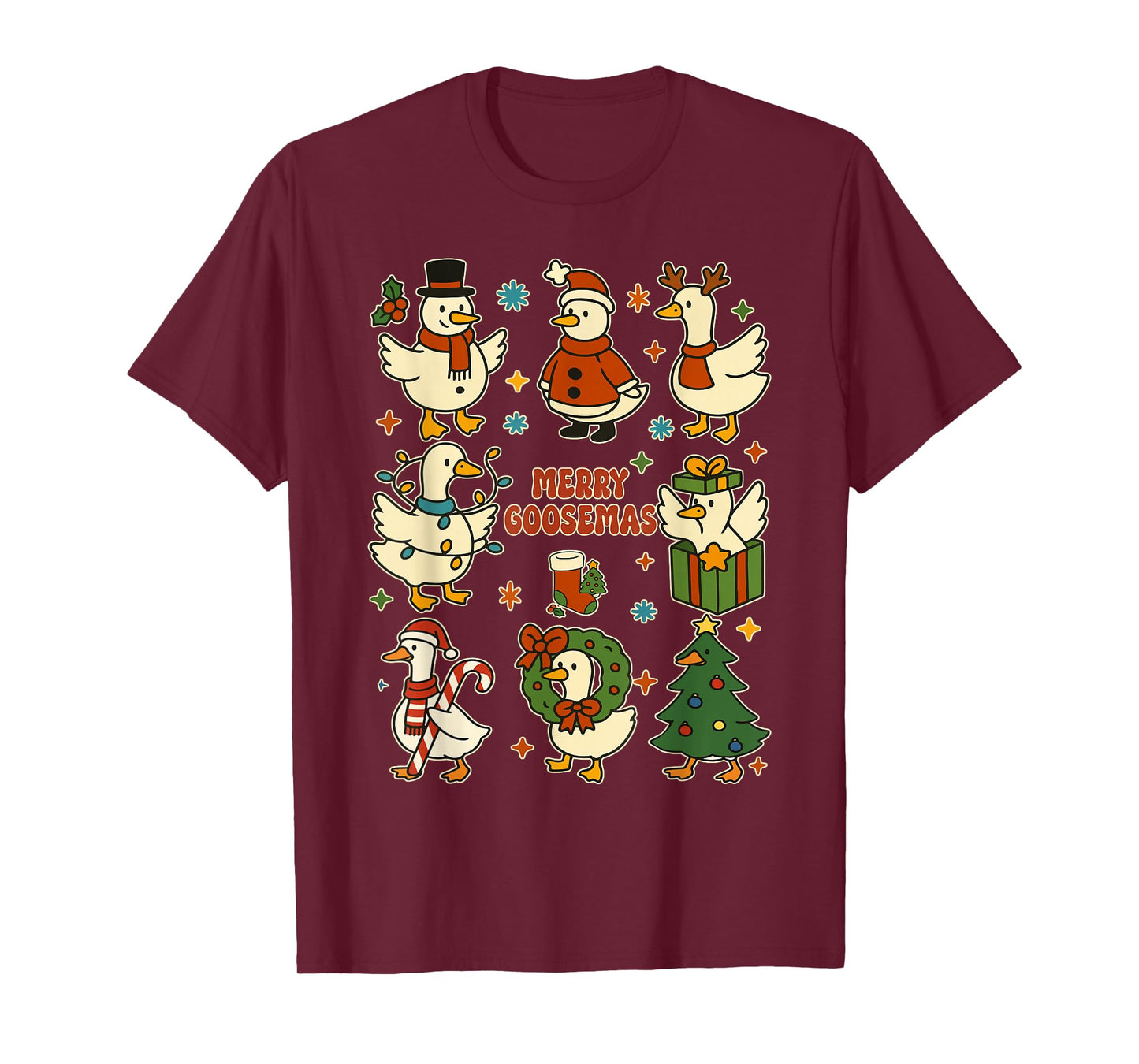 Merry Goosemas Funny Christmas Duck Silly Goose Memes T-Shirt