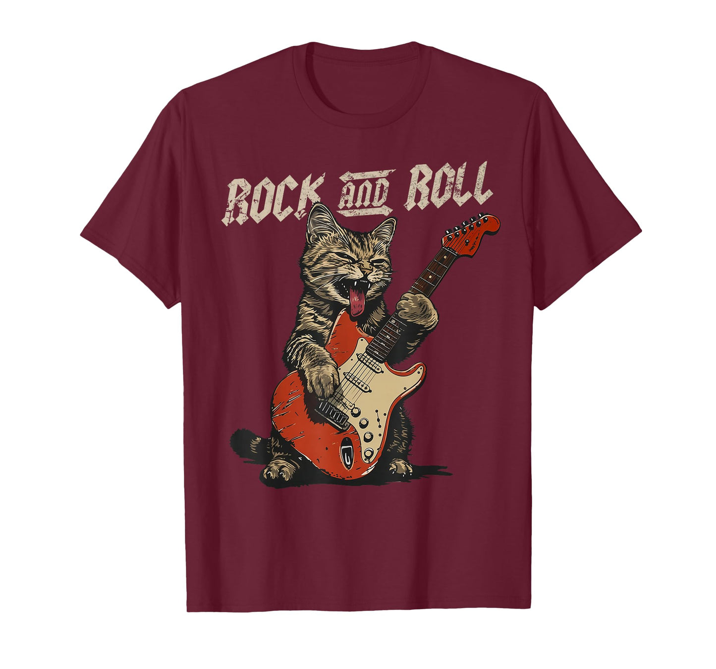 Rock and Roll Guitar Cat Vintage ROCK Guitarist Cat T-Shirt