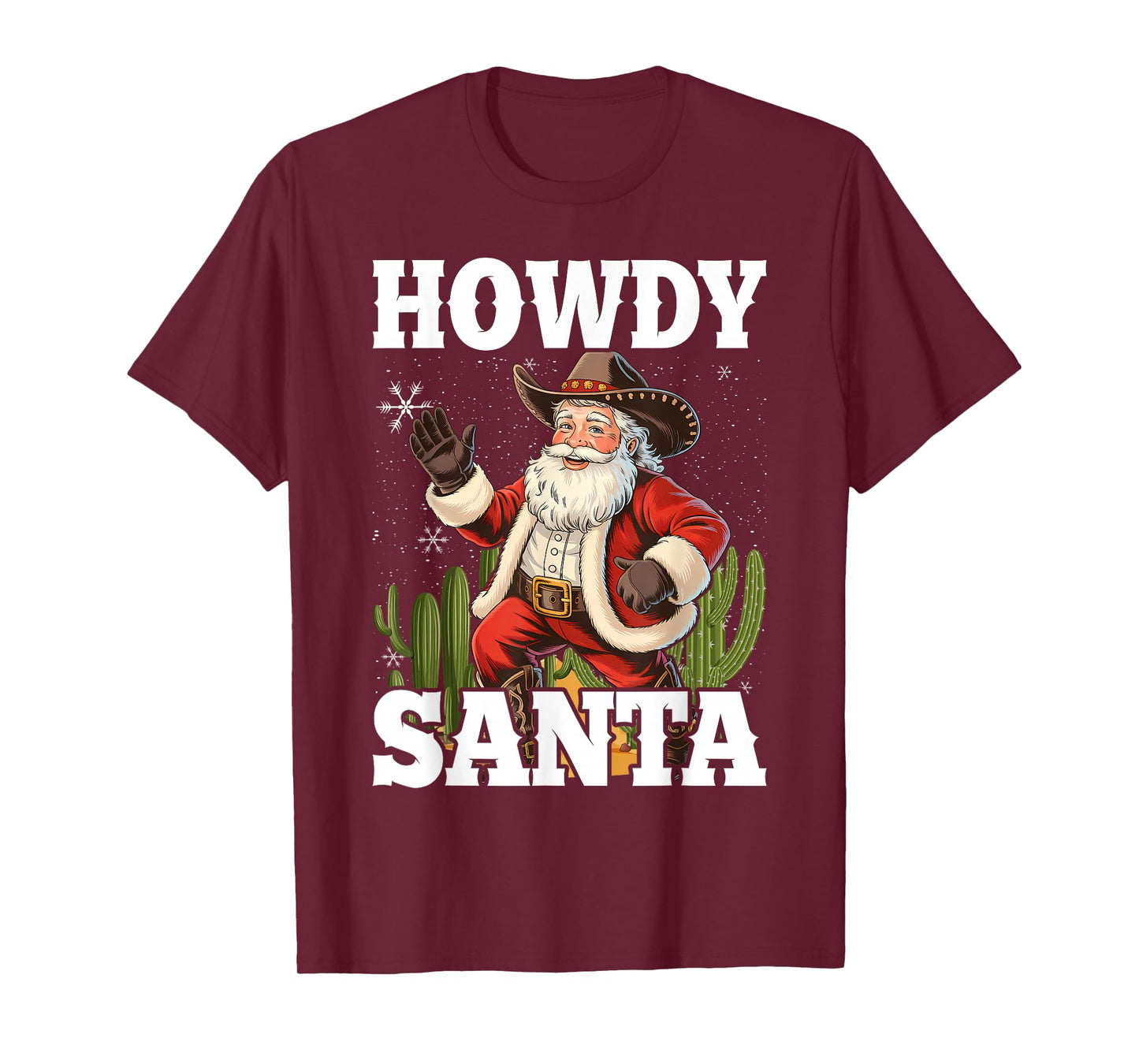Retro Howdy Santa Christmas Rodeo Western Cowboy Cowgirl T-Shirt