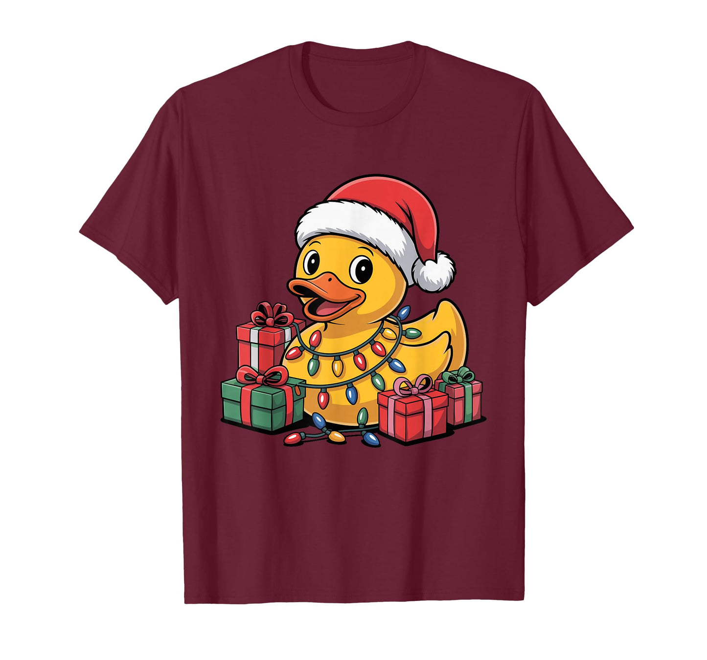 Rubber Duck Santa Hat Christmas Design Funny Animal Lovers T-Shirt