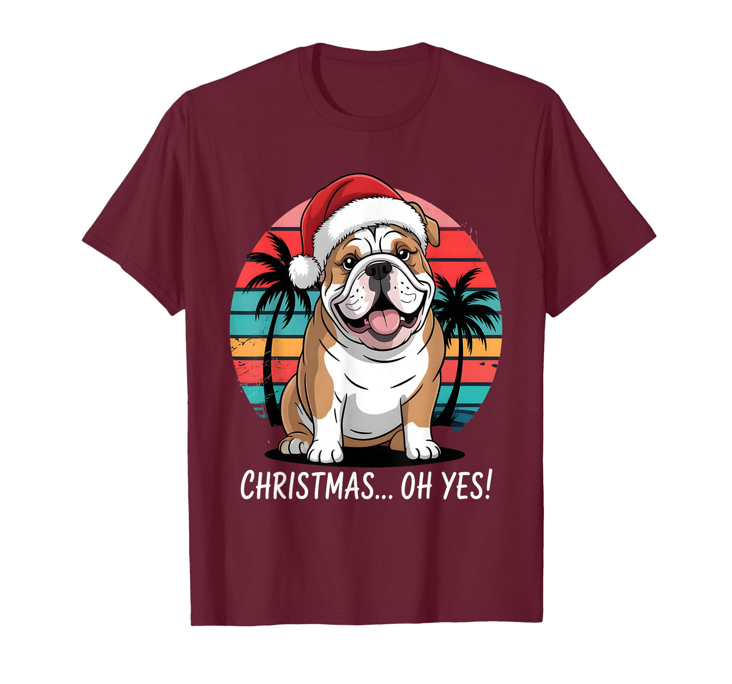 Funny Father Christmas Xmas British Bulldog Party Costume T-Shirt