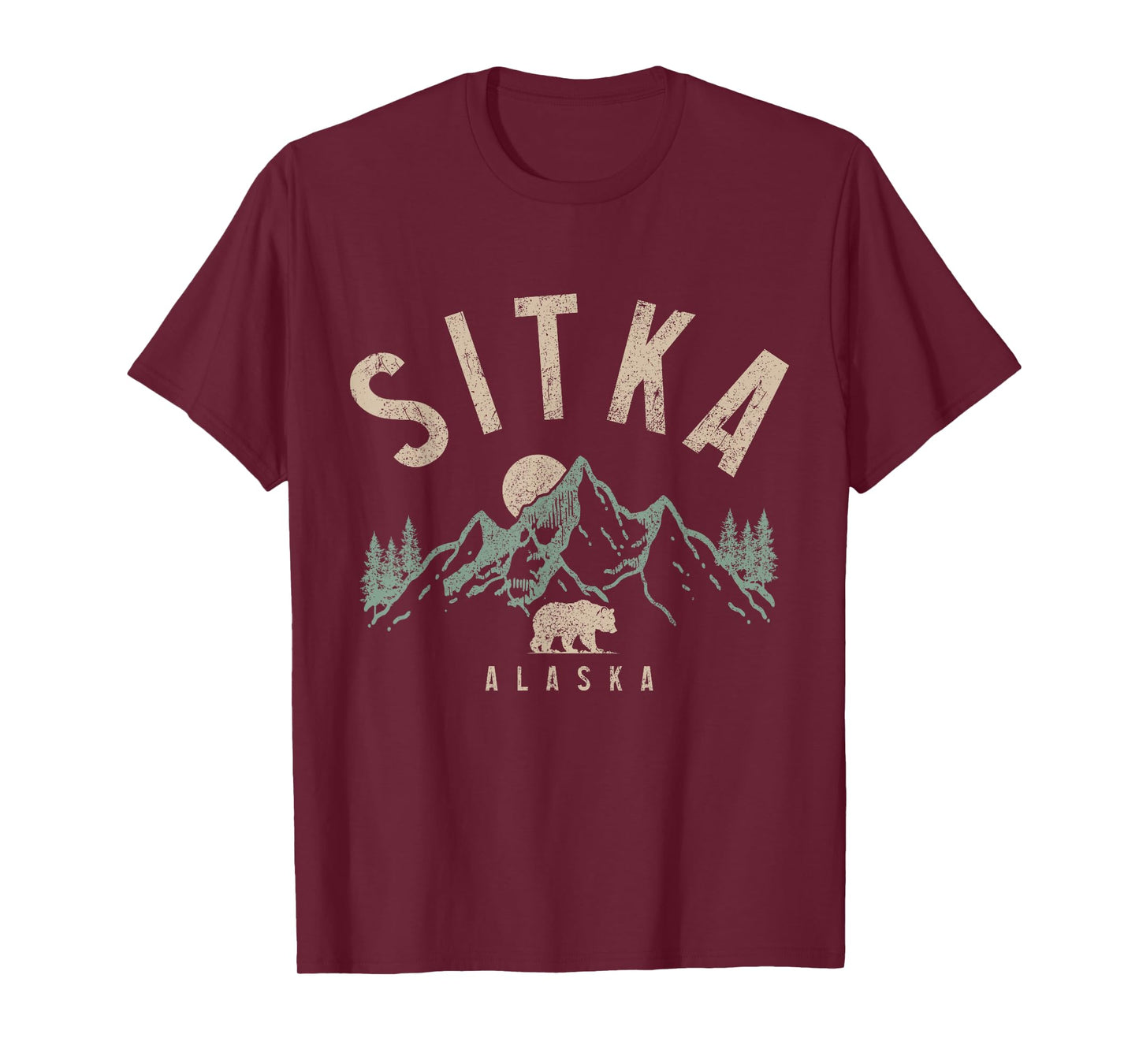 Sitka Alaska Vintage Mountains Grizzly Bear Nature Lover T-Shirt