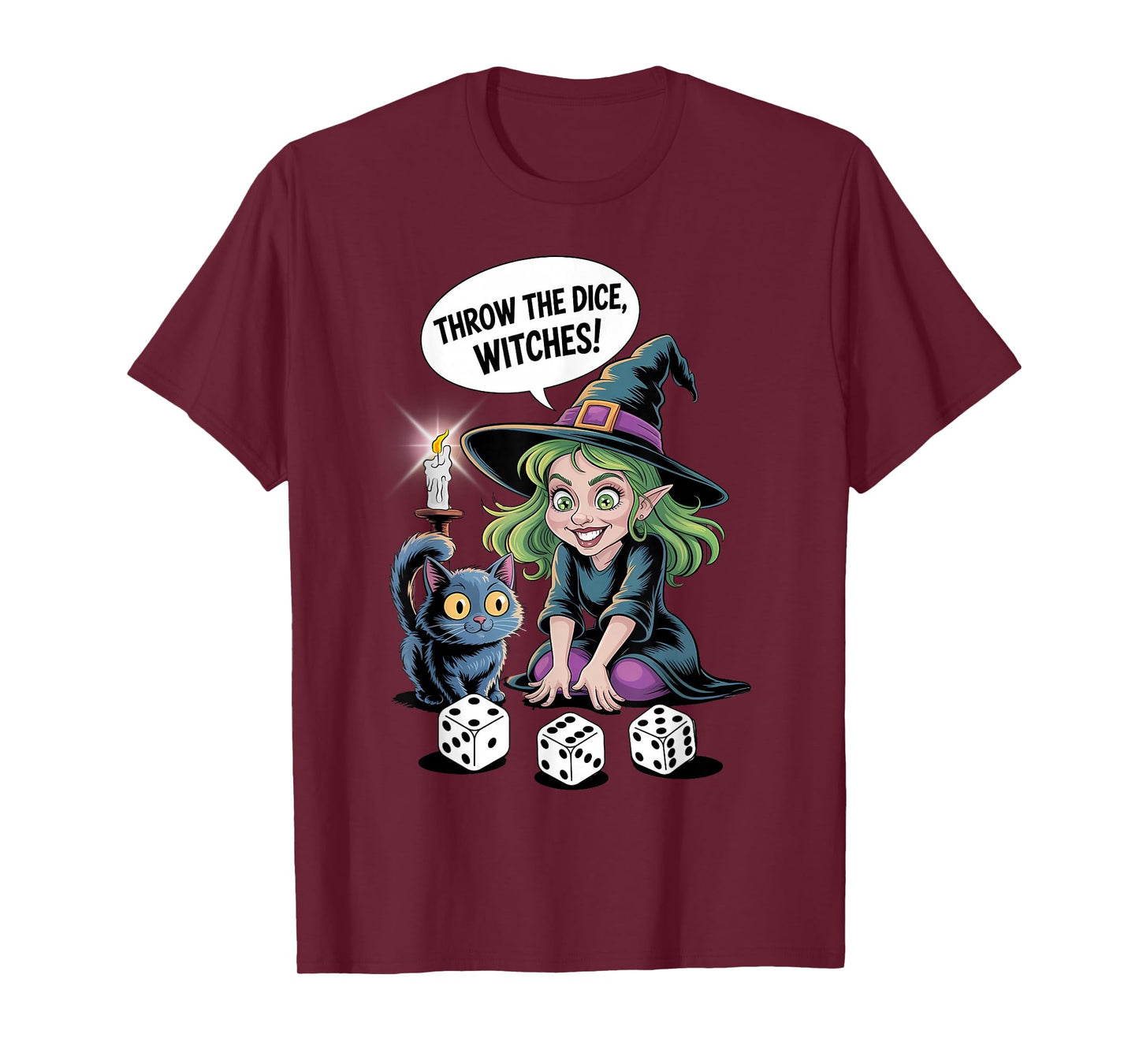 Throw The Dice Witches for Women Bunco Halloween Party T-Shirt