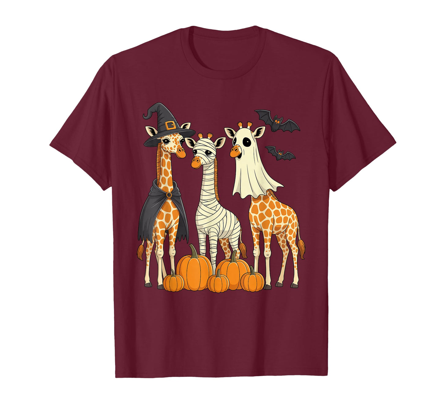 Giraffe Boo Mummy Witch Halloween Costume Giraffe Pumpkin T-Shirt