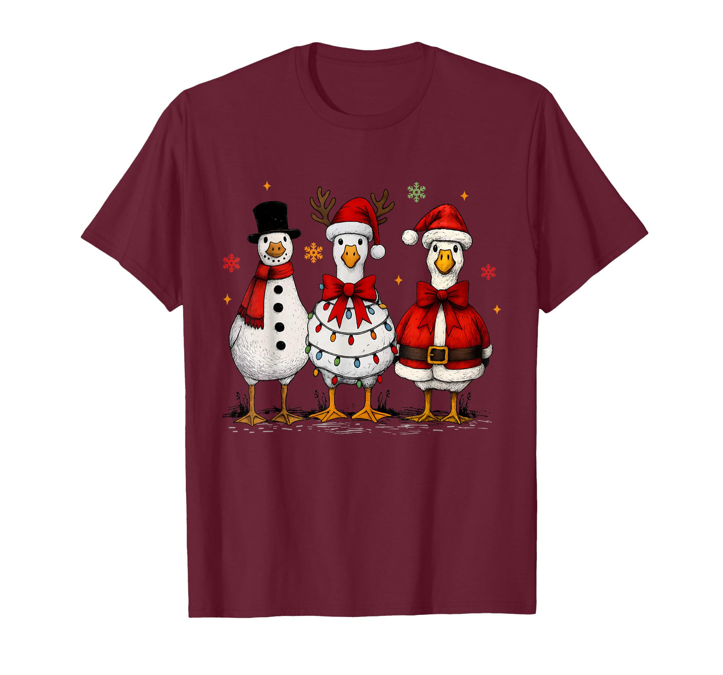Vintage Funny Silly Goose Santa Christmas Holiday Cute Xmas T-Shirt