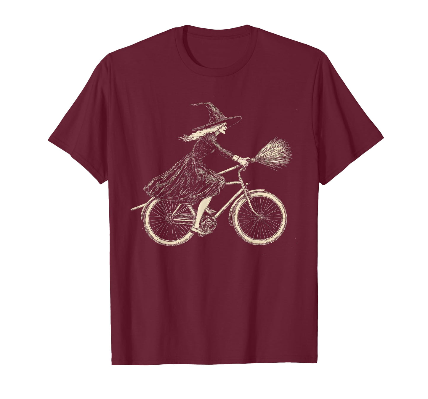 Vintage Halloween Witch on Bicycle Witches Cycling T-Shirt