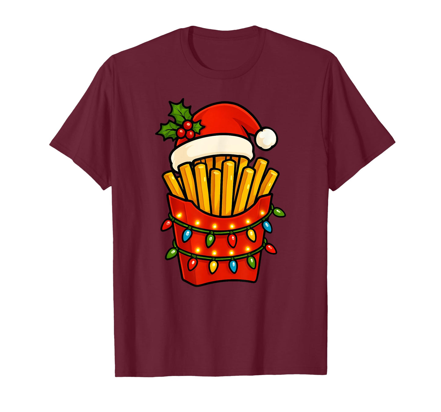 French Fries Merry Xmas Santa Hat Christmas Boys Girls Kids T-Shirt