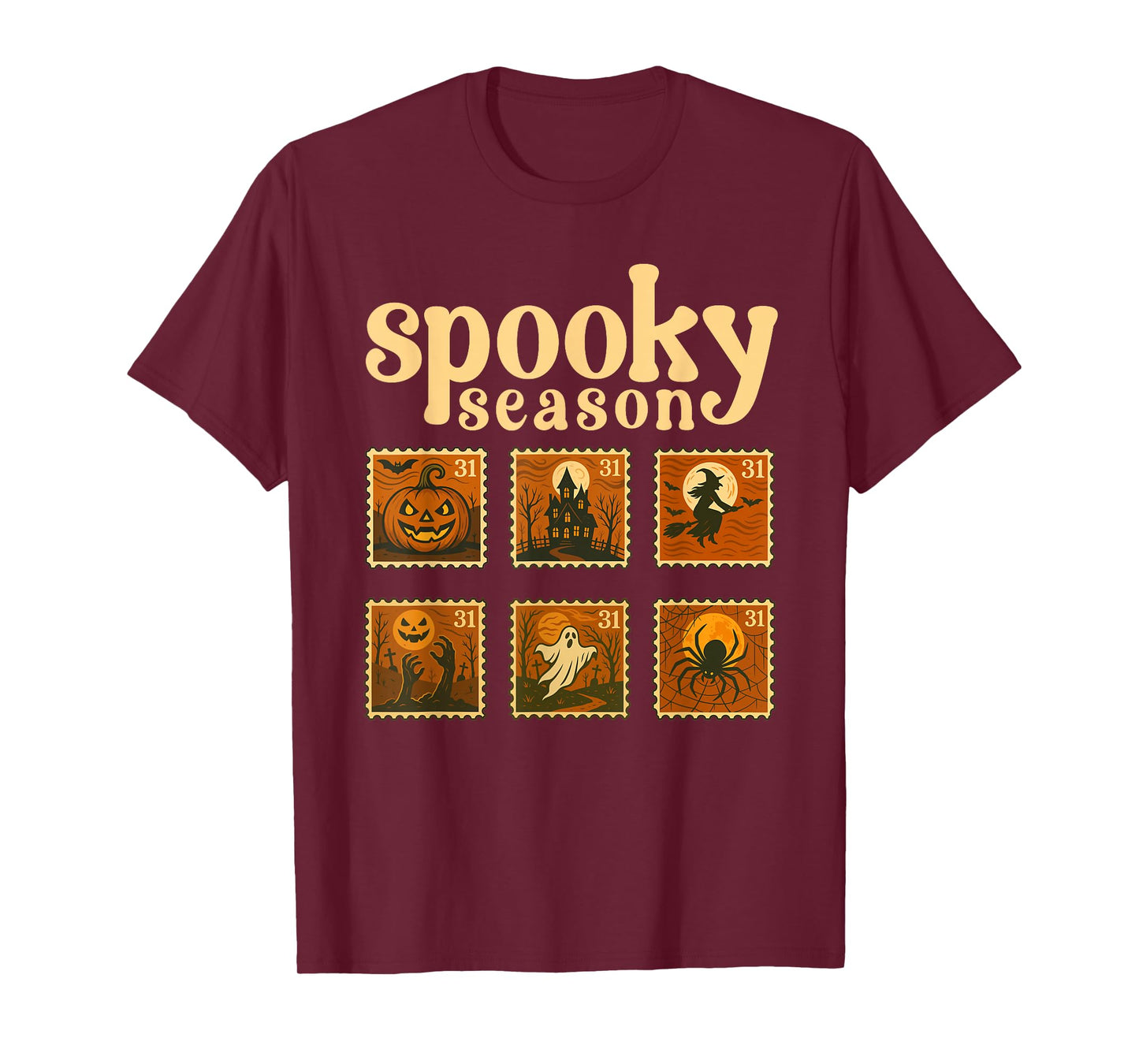 Vintage Halloween Postage Stamps Spooky Art T-Shirt
