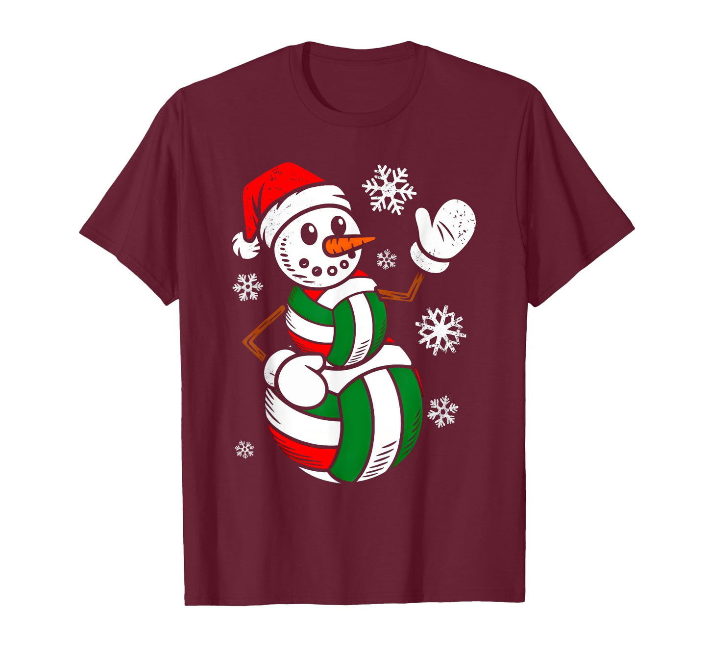 Volleyball Santa Hat Snowman Xmas Funny Volleyball Christmas T-Shirt