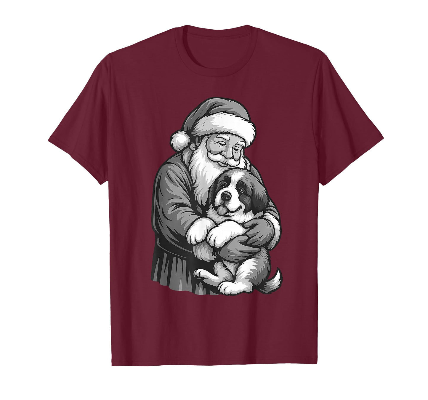 Saint Bernard Santa Claus Christmas Dog Lover T-Shirt