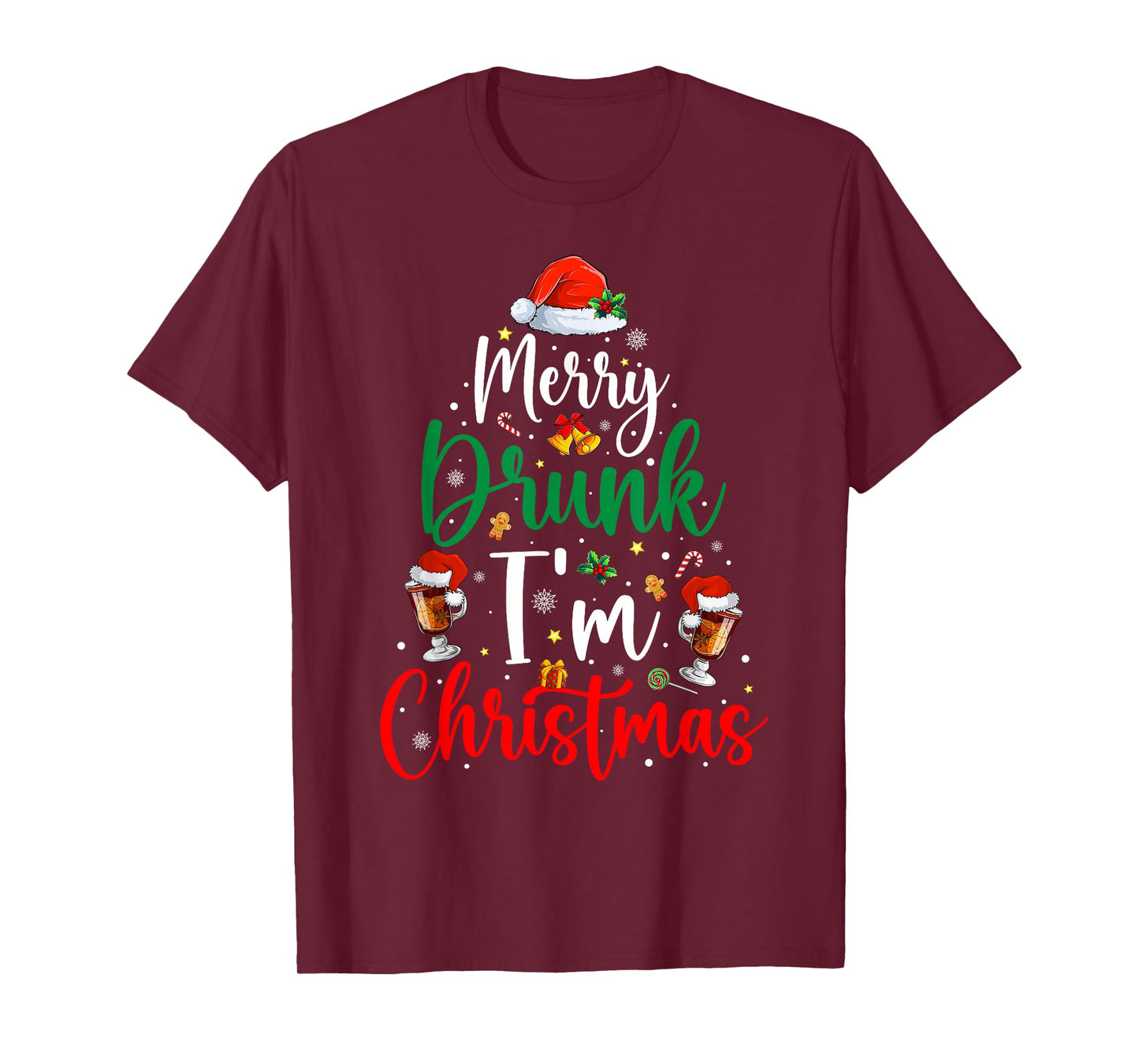 Merry Drunk I'm Christmas Funny Santa Joke Xmas Mulled Wine T-Shirt